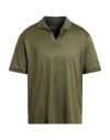 Emporio Armani Man Polo Shirt Military Green Size M Lyocell, Cotton, Elastane In Gray