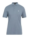 Emporio Armani Man Polo Shirt Pastel Blue Size S Cotton, Elastane