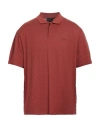 Emporio Armani Man Polo Shirt Rust Size S Cotton In Red