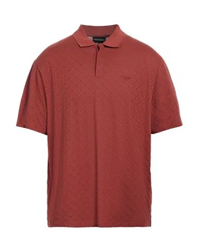 Emporio Armani Man Polo Shirt Rust Size S Cotton In Red