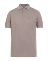Emporio Armani Man Polo Shirt Sand Size M Cotton In Brown