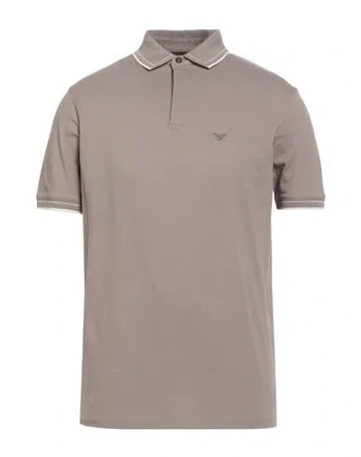 Emporio Armani Man Polo Shirt Sand Size M Cotton In Brown
