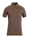 Emporio Armani Man Polo Shirt Taupe Size L Cotton In Brown