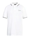 Emporio Armani Man Polo Shirt White Size Xxl Cotton, Elastane