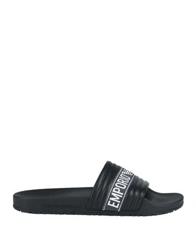 Emporio Armani Man Sandals Black Size 11 Pvc - Polyvinyl Chloride, Polyurethane In Black