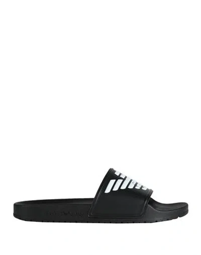 Emporio Armani Man Sandals Black Size 8.5 Pvc - Polyvinyl Chloride, Pes - Polyethersulfone, Polyuret