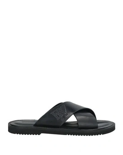 Emporio Armani Man Sandals Black Size 9 Leather