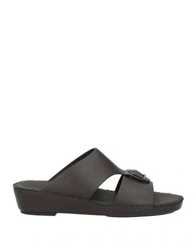 Emporio Armani Man Sandals Dark Brown Size 9 Leather