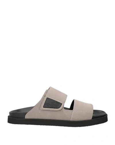 Emporio Armani Man Sandals Grey Size 12 Calfskin