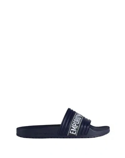 Emporio Armani Man Sandals Navy Size 8.5 Pvc - Polyvinyl Chloride, Polyurethane In Navy Blue