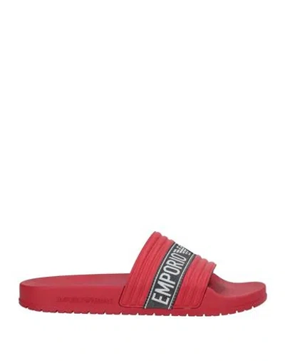 Emporio Armani Man Sandals Red Size 8.5 Pvc - Polyvinyl Chloride, Polyurethane