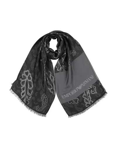 Emporio Armani Man Scarf Black Size - Viscose, Modal, Acetate