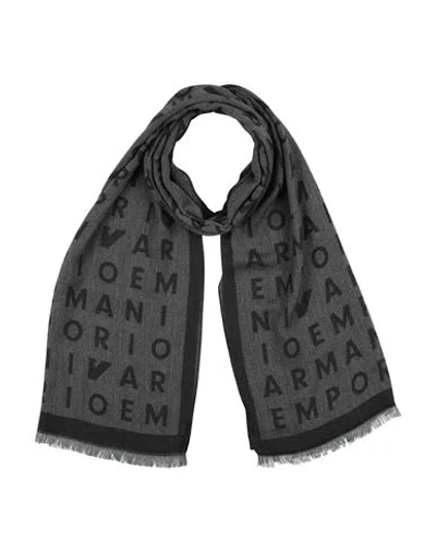 Emporio Armani Man Scarf Black Size - Viscose, Polyester In Gray