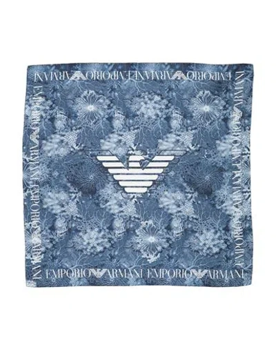 Emporio Armani Man Scarf Blue Size - Silk In Blue