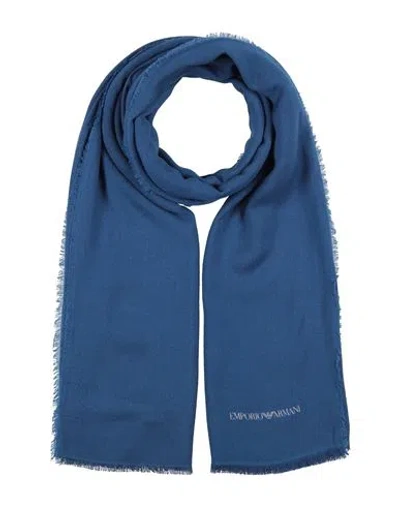 Emporio Armani Man Scarf Blue Size - Viscose, Polyester