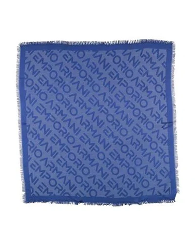 Emporio Armani Man Scarf Bright Blue Size - Viscose, Polyester