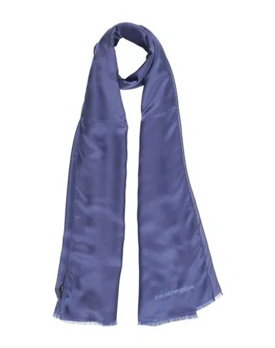 Emporio Armani Man Scarf Bright Blue Size - Viscose, Silk