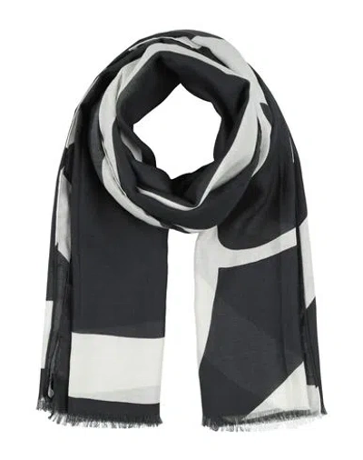 Emporio Armani Man Scarf Charcoal Size - Cotton, Modal, Silk In Grey