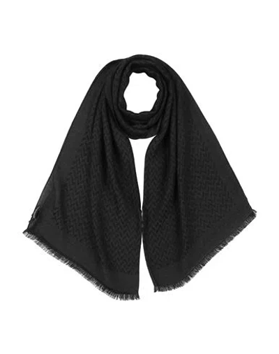 Emporio Armani Man Scarf Charcoal Size - Modal, Virgin Wool In Gray