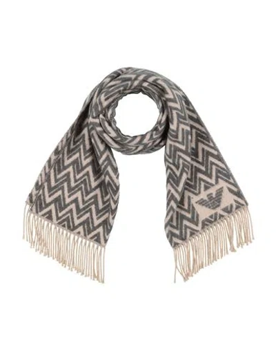 Emporio Armani Man Scarf Charcoal Size - Virgin Wool In Gray