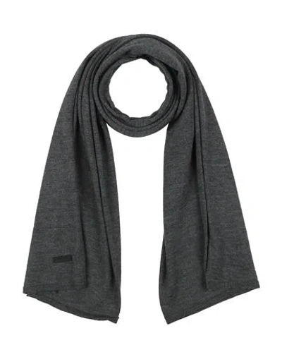 Emporio Armani Man Scarf Charcoal Size - Virgin Wool, Metallic Fiber In Blue