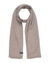 Emporio Armani Man Scarf Taupe Size - Virgin Wool, Metallic Fiber In Grey