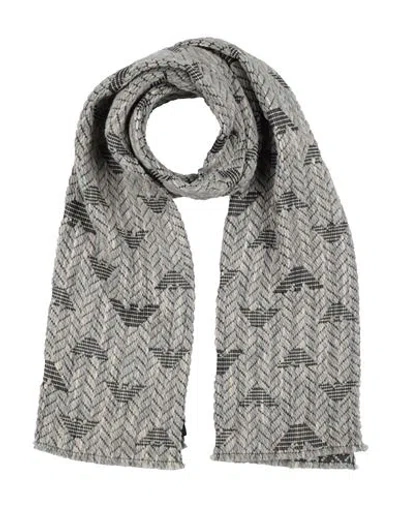 Emporio Armani Man Scarf Grey Size - Virgin Wool, Modal, Silk In Gray