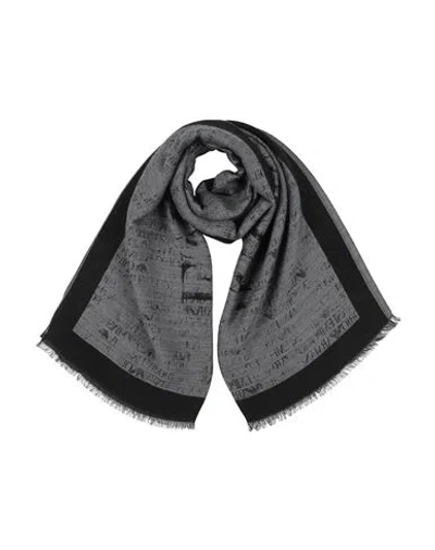 Emporio Armani Man Scarf Grey Size - Viscose, Acrylic, Modal, Wool In Black