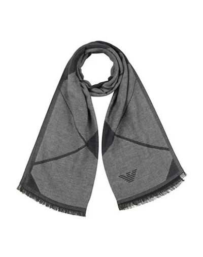 Emporio Armani Man Scarf Grey Size - Wool, Modal, Polyamide In Gray