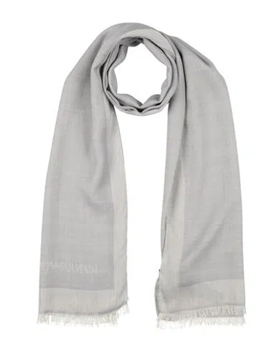Emporio Armani Man Scarf Light Grey Size - Wool, Silk In Gray