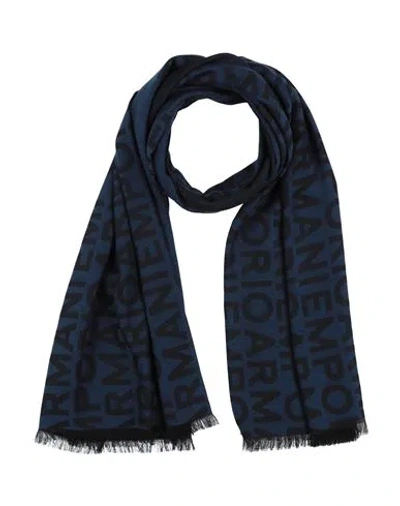 Emporio Armani Man Scarf Midnight Blue Size - Modal, Acrylic, Cotton