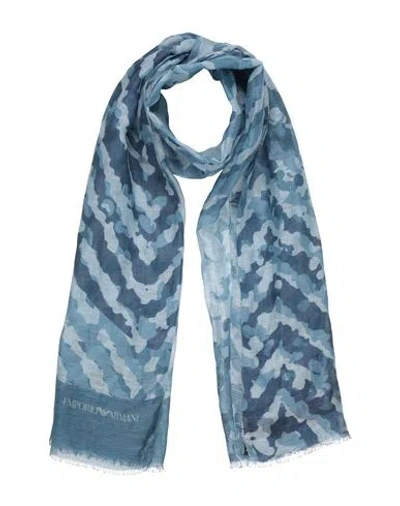 Emporio Armani Man Scarf Midnight Blue Size - Modal, Linen, Silk