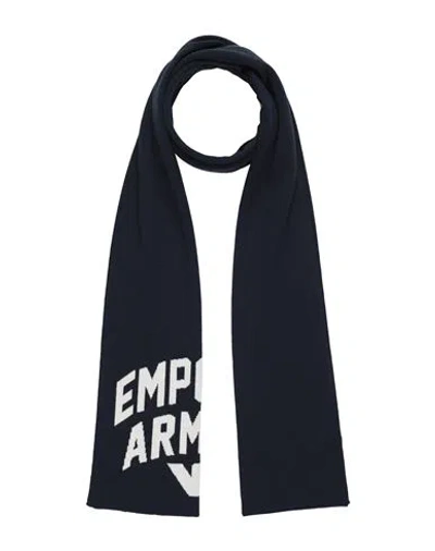 Emporio Armani Man Scarf Midnight Blue Size - Virgin Wool, Acrylic