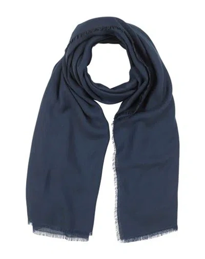 Emporio Armani Man Scarf Navy Blue Size - Viscose, Polyester In Navy Blue