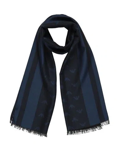 Emporio Armani Man Scarf Navy Size - Acrylic, Modal, Wool, Cashmere In Navy