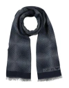Emporio Armani Man Scarf Navy Size - Acrylic, Synthetic Fibers, Modal, Wool, Alpaca Wool In Blue