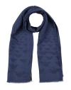 Emporio Armani Man Scarf Navy Size - Modal, Viscose, Silk In Blue
