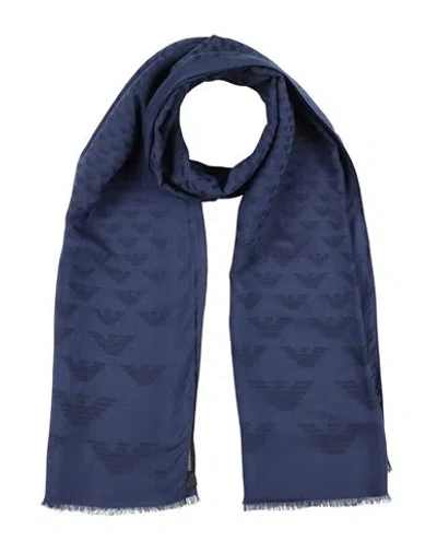 Emporio Armani Man Scarf Navy Size - Modal, Viscose, Silk