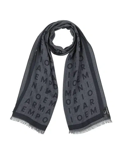 Emporio Armani Man Scarf Navy Size - Viscose, Polyester In Blue