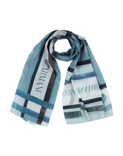 Emporio Armani Man Scarf Slate Blue Size - Silk
