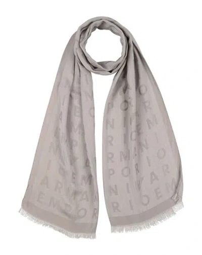 Emporio Armani Man Scarf Taupe Size - Viscose, Polyester In Gray