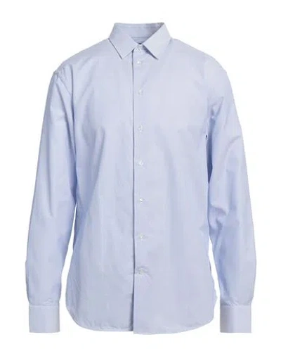 Emporio Armani Man Shirt Azure Size 17 Cotton In Blue