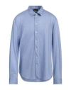 Emporio Armani Man Shirt Azure Size L Virgin Wool, Lyocell In Blue