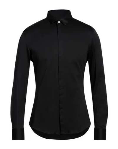 Emporio Armani Man Shirt Black Size 16 Cotton In Schwarz