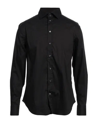 Emporio Armani Man Shirt Black Size 16 ½ Cotton, Polyamide, Elastane