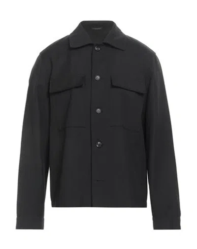 Emporio Armani Man Shirt Black Size 36 Virgin Wool