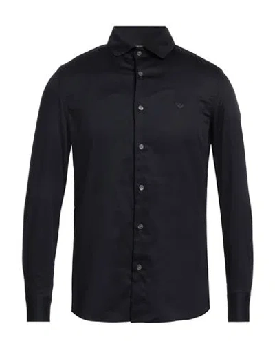 Emporio Armani Man Shirt Black Size L Cotton, Polyester, Polyamide, Elastane