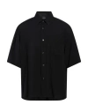 Emporio Armani Man Shirt Black Size L Modal, Polyester