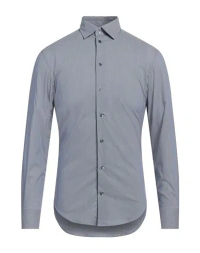 Emporio Armani Man Shirt Blue Size 16 Cotton, Polyamide, Elastane