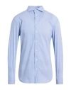 Emporio Armani Man Shirt Blue Size 17 Cotton, Polyamide, Elastane